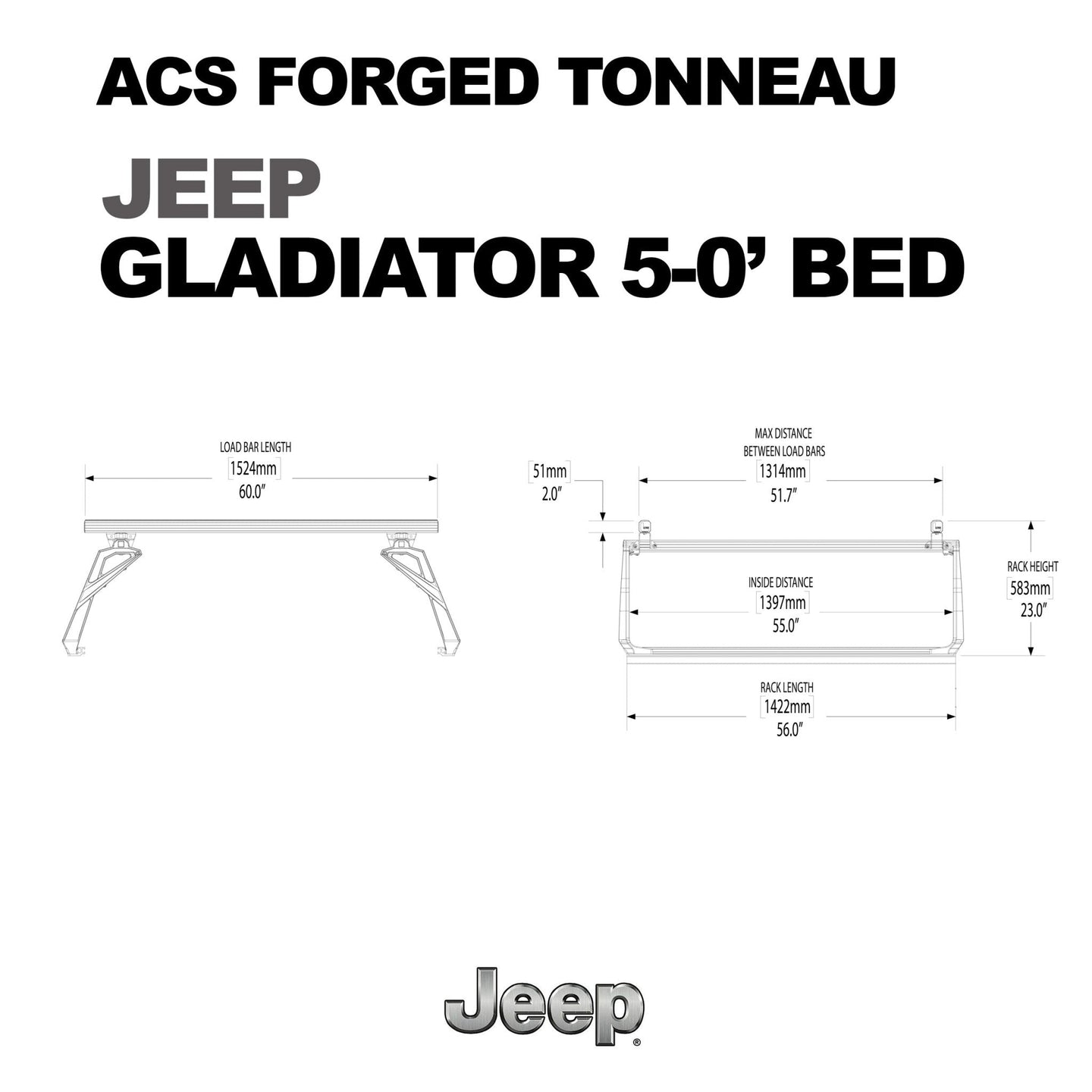 Leitner Designs ACS FORGED TONNEAU - RACK ONLY - JEEP - Image 5