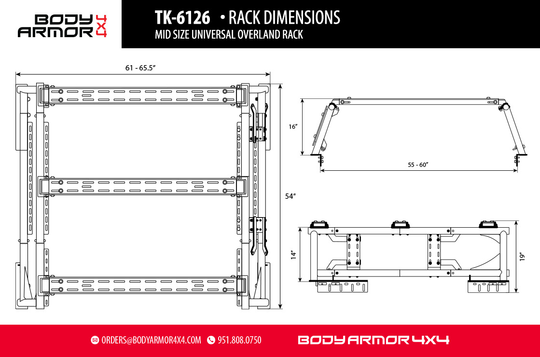 Body Armor 4x4 Mid Size Universal Overland Rack - Image 8