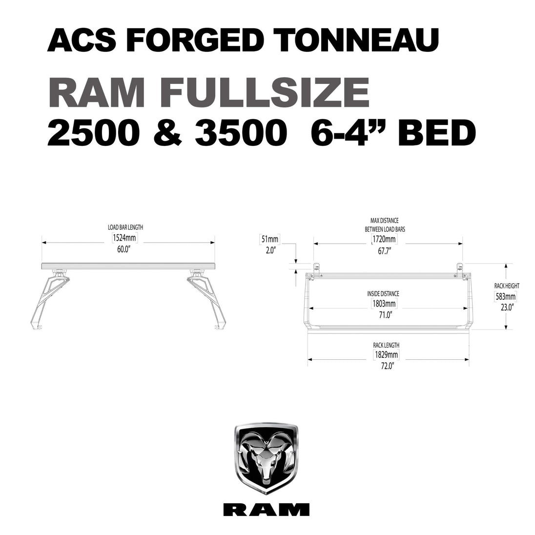 Leitner Designs ACS FORGED TONNEAU - RACK ONLY - RAM - Image 9