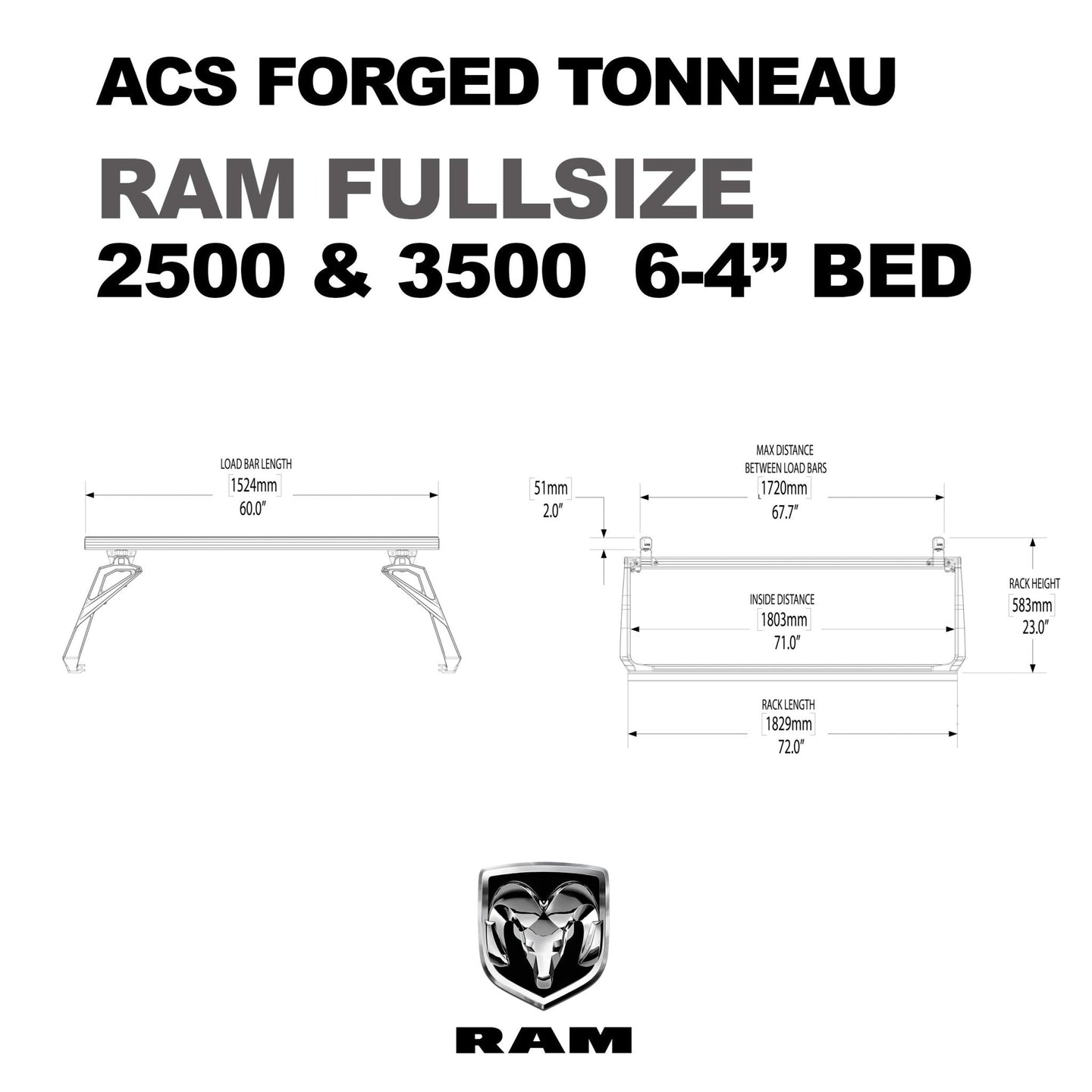 Leitner Designs ACS FORGED TONNEAU - RACK ONLY - RAM - Image 9