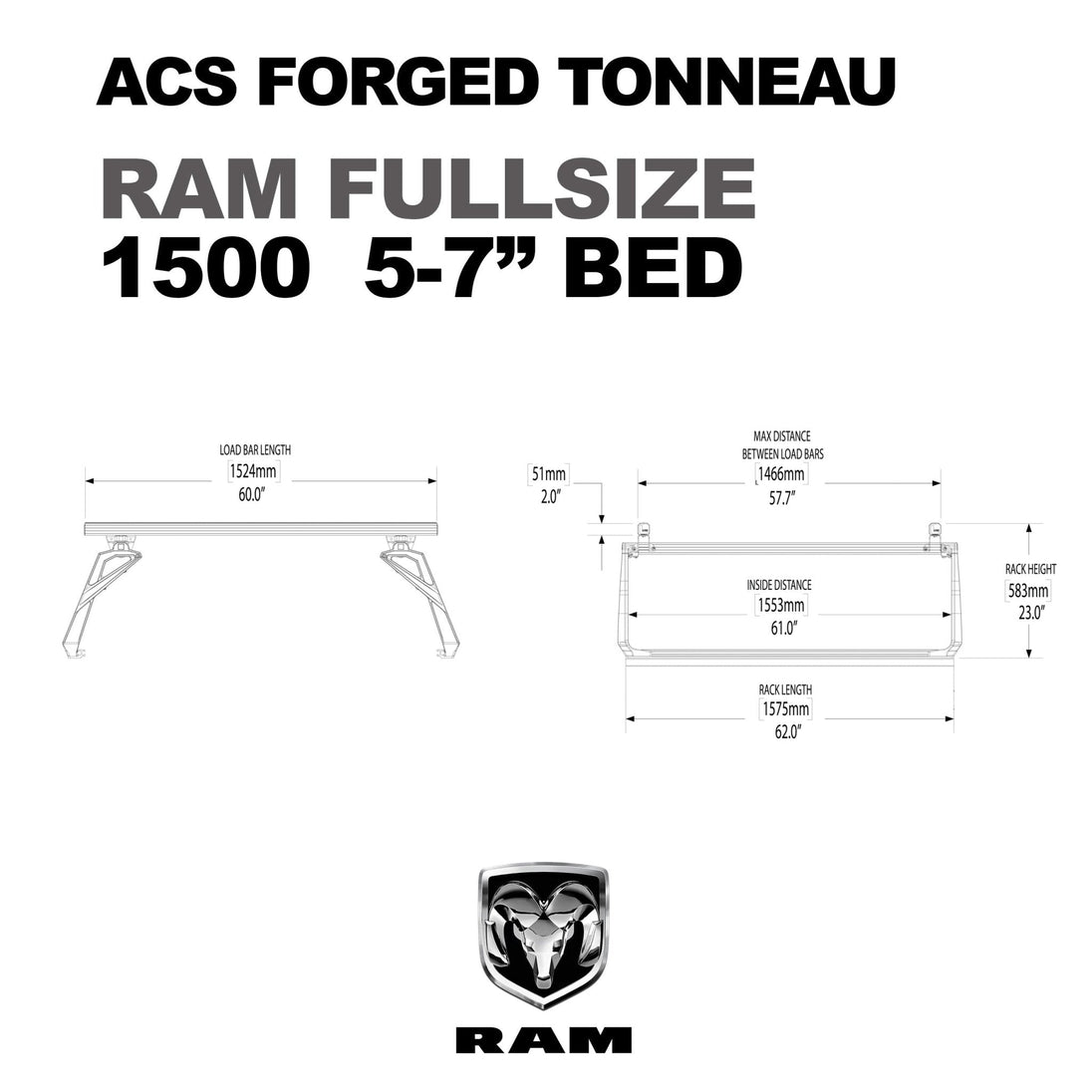 Leitner Designs ACS FORGED TONNEAU - RACK ONLY - RAM - Image 7