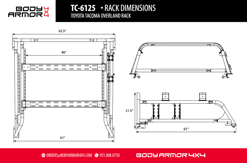 Body Armor 4x4 Toyota Tacoma Overland Rack (2016-2023) - Image 7