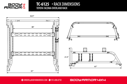 Body Armor 4x4 Toyota Tacoma Overland Rack (2016-2023) - Image 7