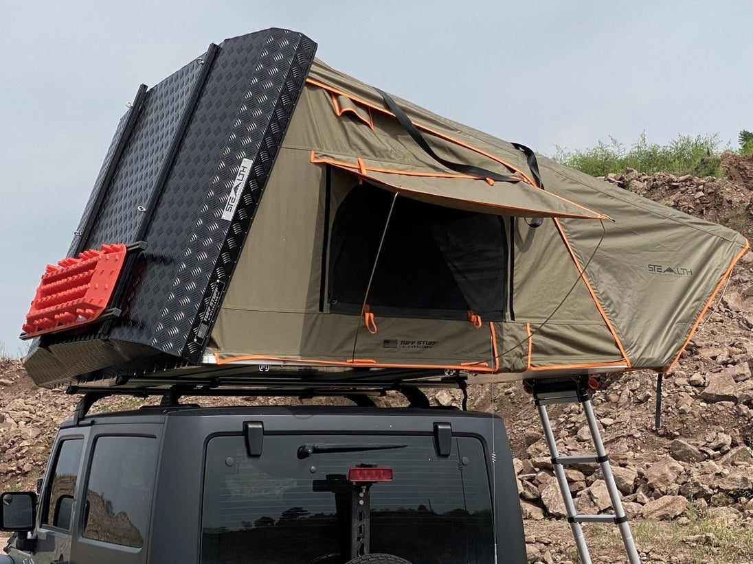 Tuff Stuff Overland Stealth Black Ops Aluminum Shell Roof Top Tent, Black - Image 18